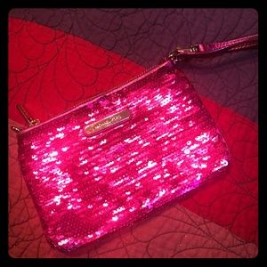 Michael Kors sequins hot pink wristlet